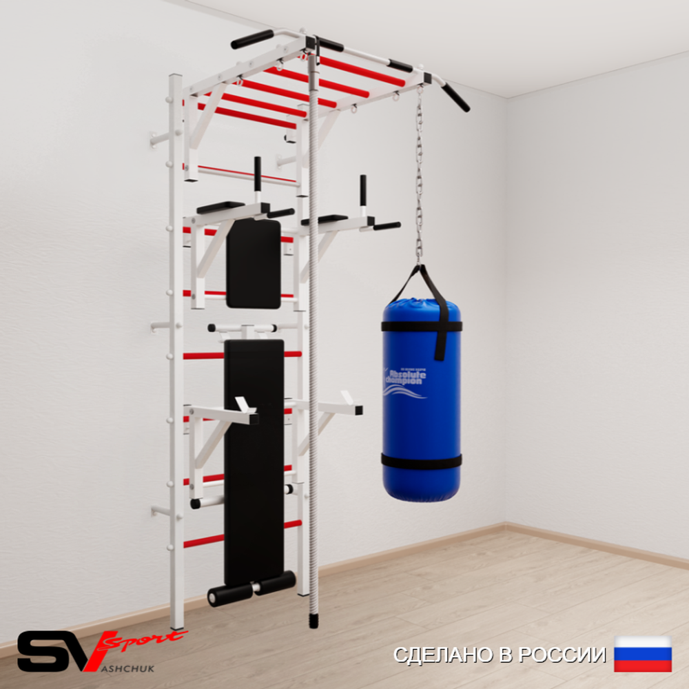 Шведская стенка Sv Sport 5601 (Турник рукоход/Брусья/Стойка/Скамья/Канат/Цепь/Мешок 15кг)