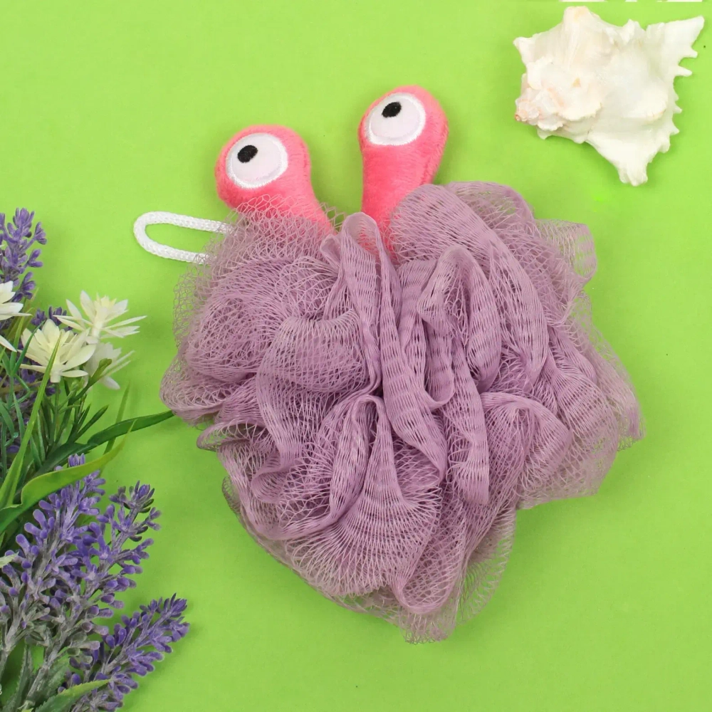 Мочалка нейлоновая для тела детская «MIR KRASOK», глазастик, цвет сиреневый, (ZIP пакет)