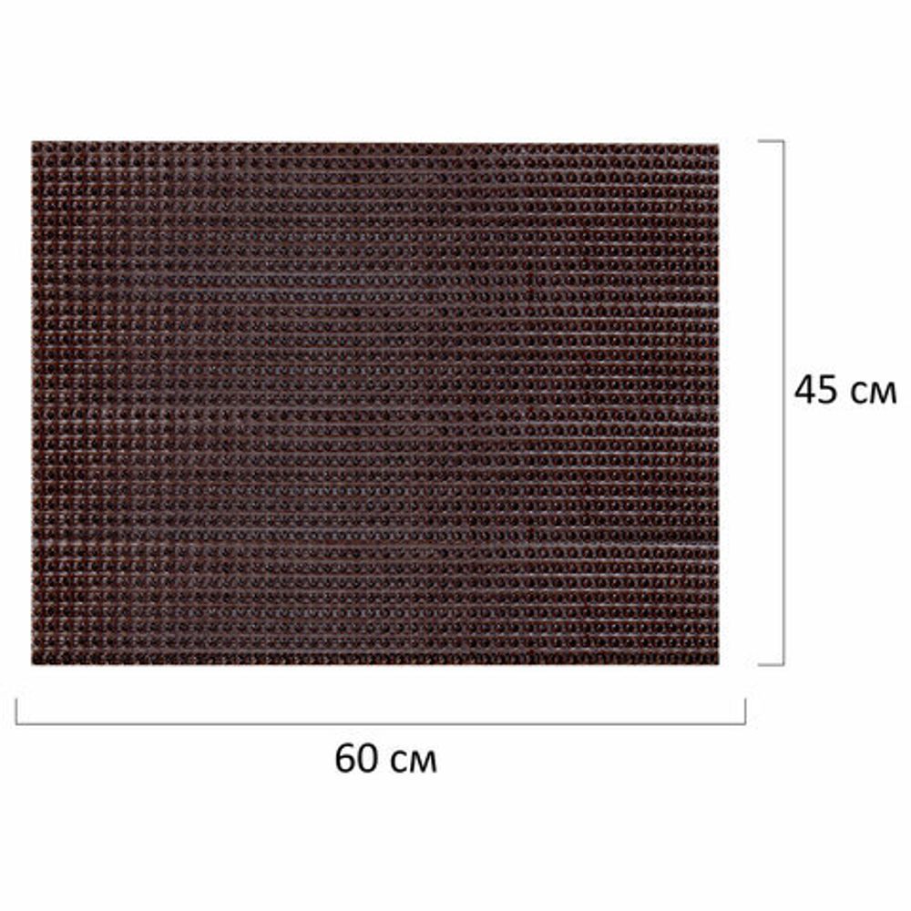 Коврик придверный 45х60 см, ВЕНГЕ пластиковый грязезащитный толщина 10 мм, "ТРАВКА", PRIMILA , 701064