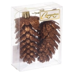 Ёлочные игрушки «Таинственное очарование» Шишки блестящие 9 см (набор 2 шт), шоколад