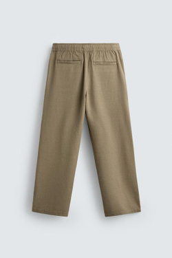 ZARA БРЮКИ RELAXED FIT С РЕЛЬЕФНОЙ СТРУКТУРОЙ, РЫЖЕВАТО-КОРИЧНЕВЫЙ