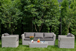 "Капучино" диван из искусственного ротанга трехместный, цвет бежевый