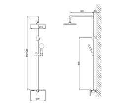 Душевая система Bronze de Luxe ICON, матовое золото 80112CG схема