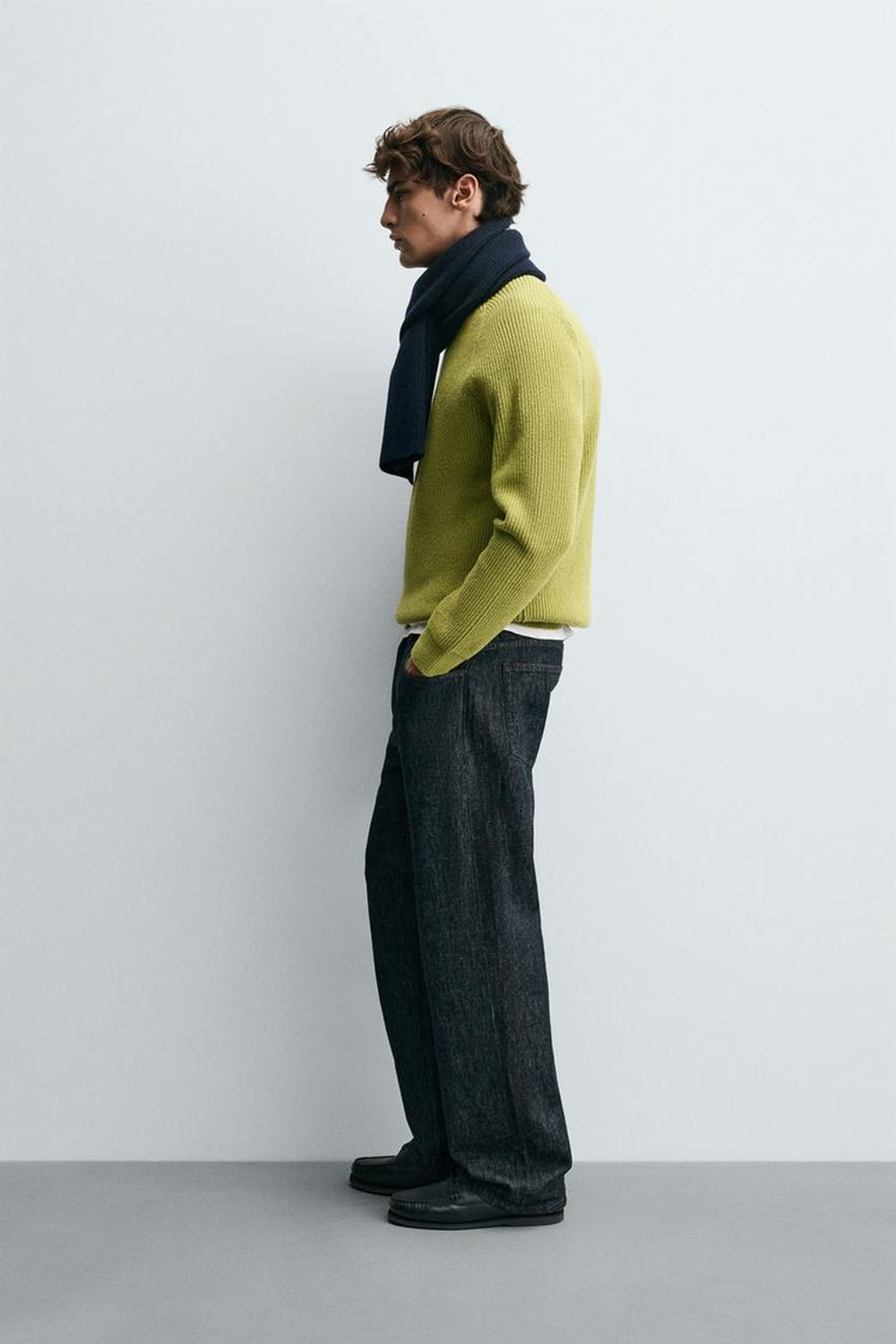 ZARA СВИТЕР ИЗ ТКАНИ В РУБЧИК С РЕЛЬЕФНЫМ УЗОРОМ, СВЕТЛО-ЗЕЛЕНЫЙ