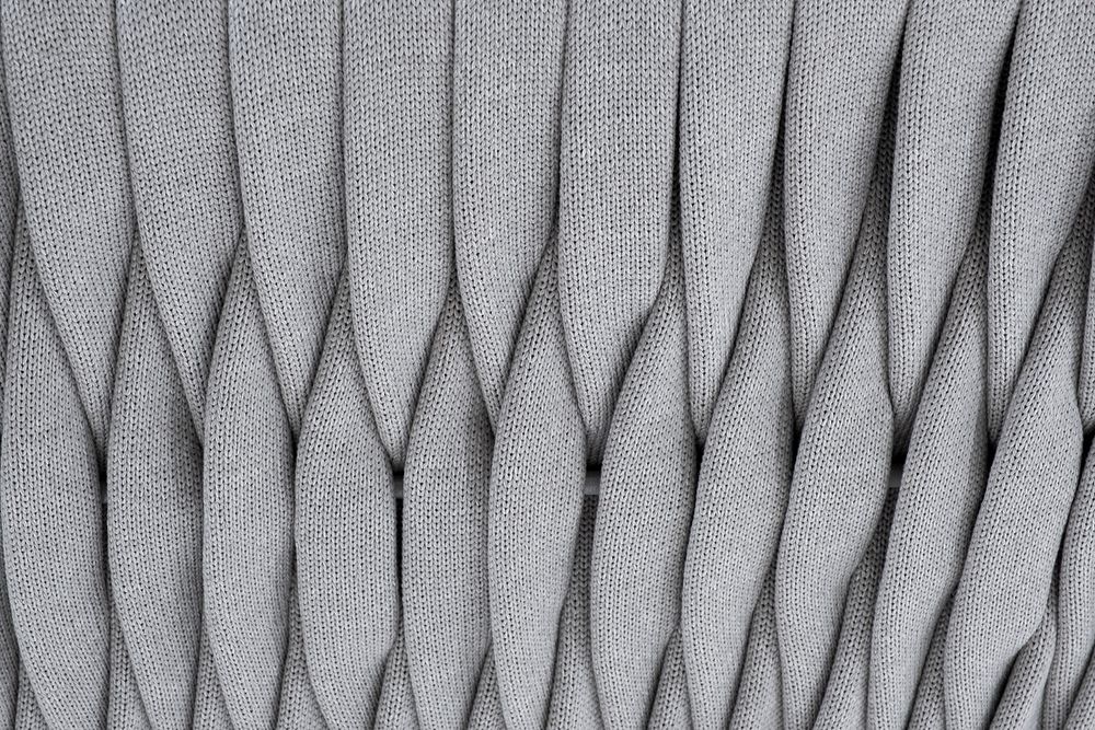 "Монако" диван 2-местный плетеный из роупа, каркас алюминий светло-серый (RAL7035) шагрень, роуп светло-серый 40 мм, ткань светло-серая