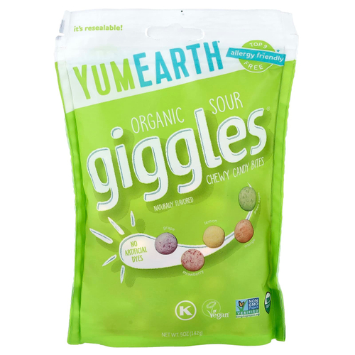 YumEarth, Organic Giggles®, жевательные конфеты, вкус кислых ингредиентов, 142 г (5 унций)
