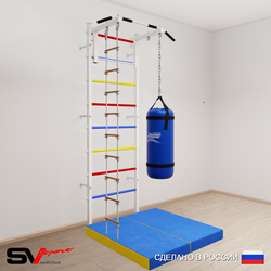 Шведская стенка Sv Sport 5116 (Турник стандарт/Лестница/Цепь/Мешок 22кг/Мат 1м)