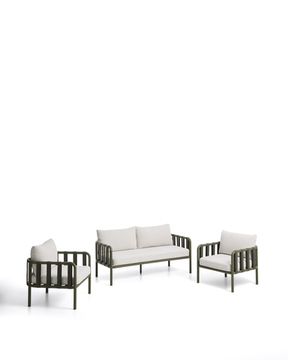 Комплект уличной мебели Omala из зеленого алюминия и веревки