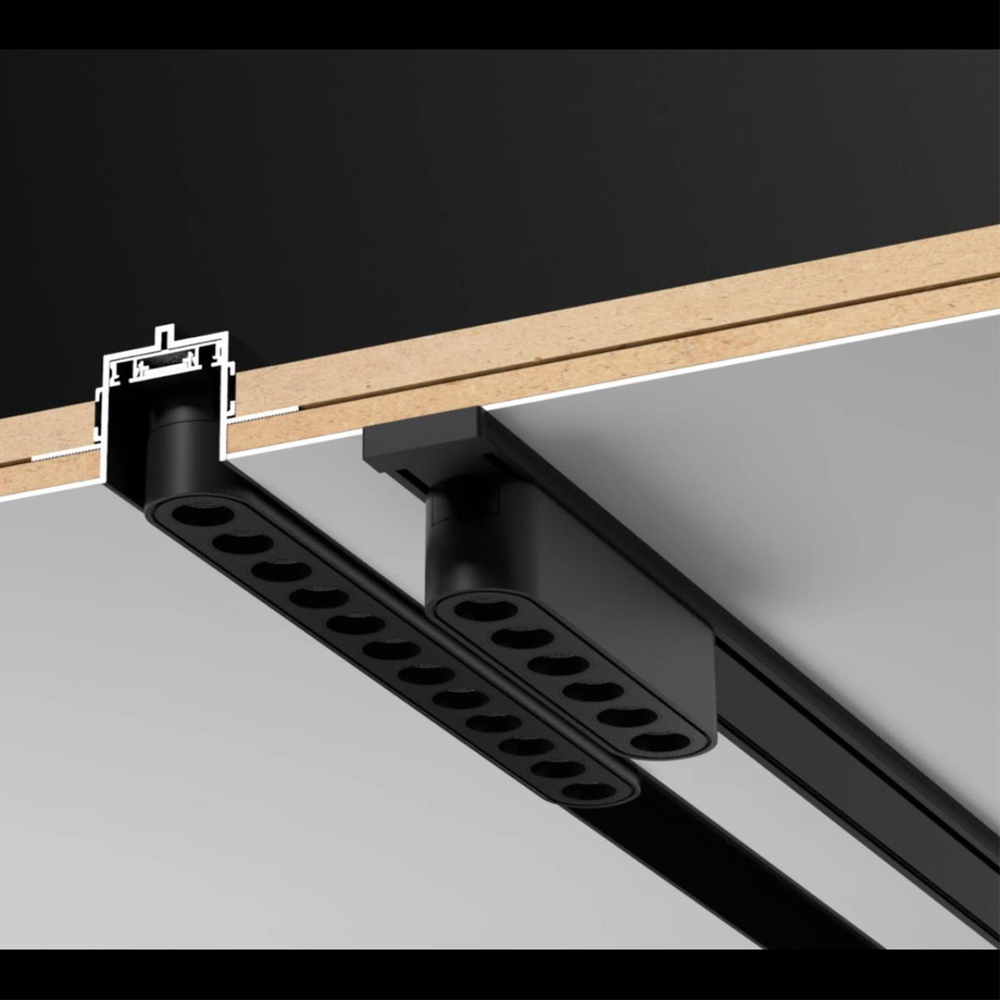 135199 SHINO NT23 000 черный Низковольтный шинопровод для встраиваемого монтажа в ГКЛ 2м IP20 48V SMAL