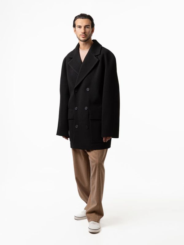 Пальто двубортное короткое черное - фото 1