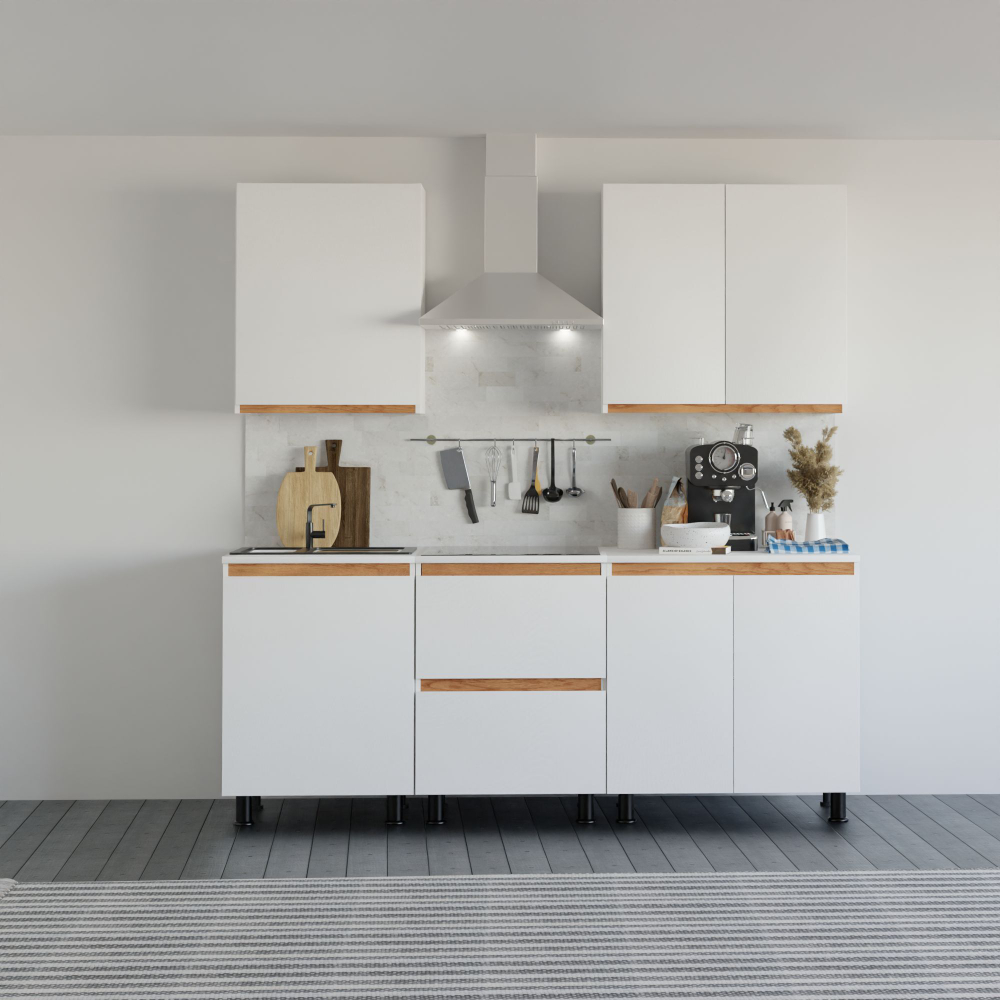 Кухонный модуль напольный 3 ящика 60х60х85, белый/дуб