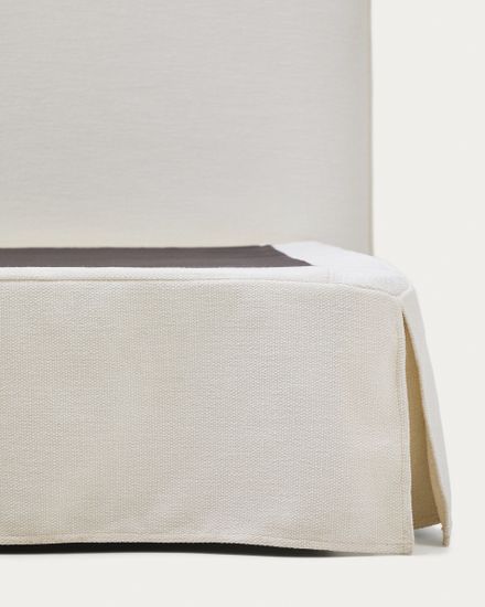 Кровать Jaira из белого шенилла со съемным чехлом для матраса 180x200 см