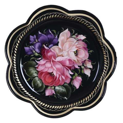 Жостовский поднос декоративный, размер 18 см (A1), металлический