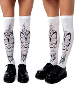 Белые гольфы с принтом в виде девушки с бабочкой (Цвет: белый)