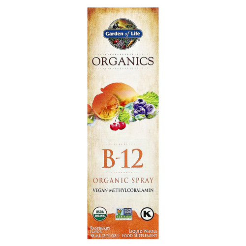 Garden of Life, MyKind Organics, органический спрей с витамином B12, со вкусом малины, 58 мл (2 жидк. унции)