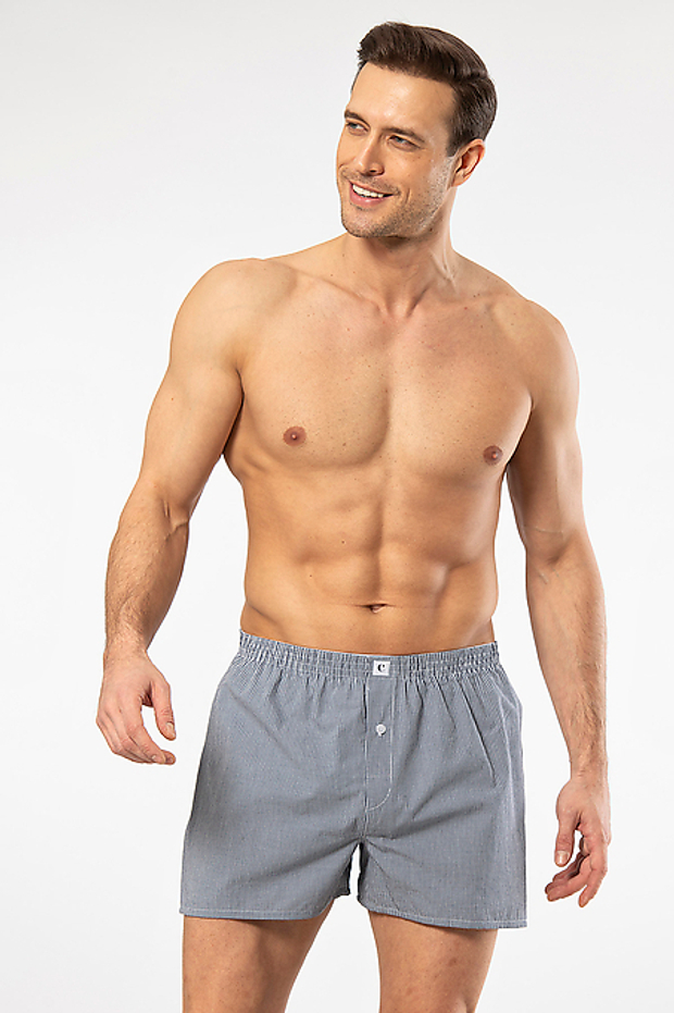 Трусы мужские боксеры темно-синий клетка