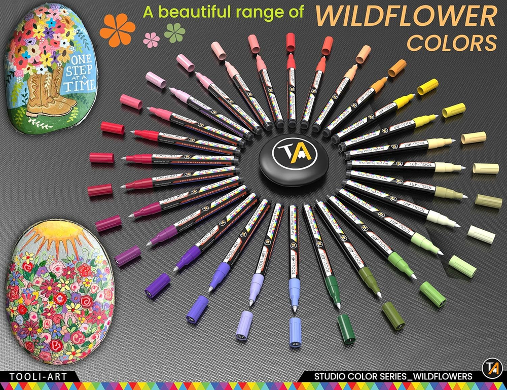 TOOLI-ART акриловые маркеры фломастеры, 28 шт., 0,7 мм WILDFLOWER
