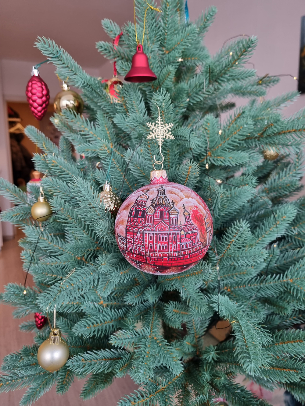 Шар стеклянный "Спас на крови",  ручная роспись