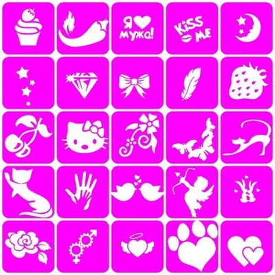 Набор трафаретов для блеск тату  №  1