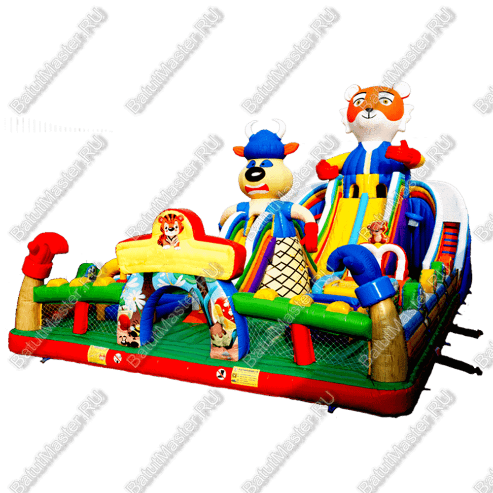 Коммерческий надувной батут "Звери на ринге" 20*10*10 м