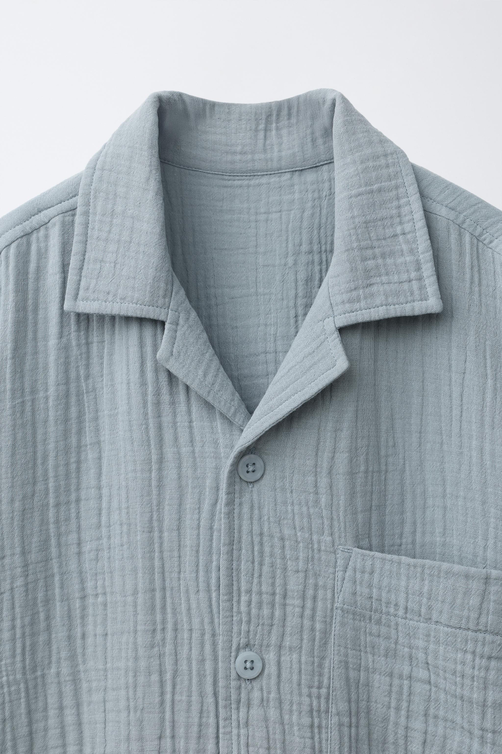 ZARA РУБАШКА ИЗ РЕЛЬЕФНОЙ ТКАНИ, СЕРО-СИНИЙ
