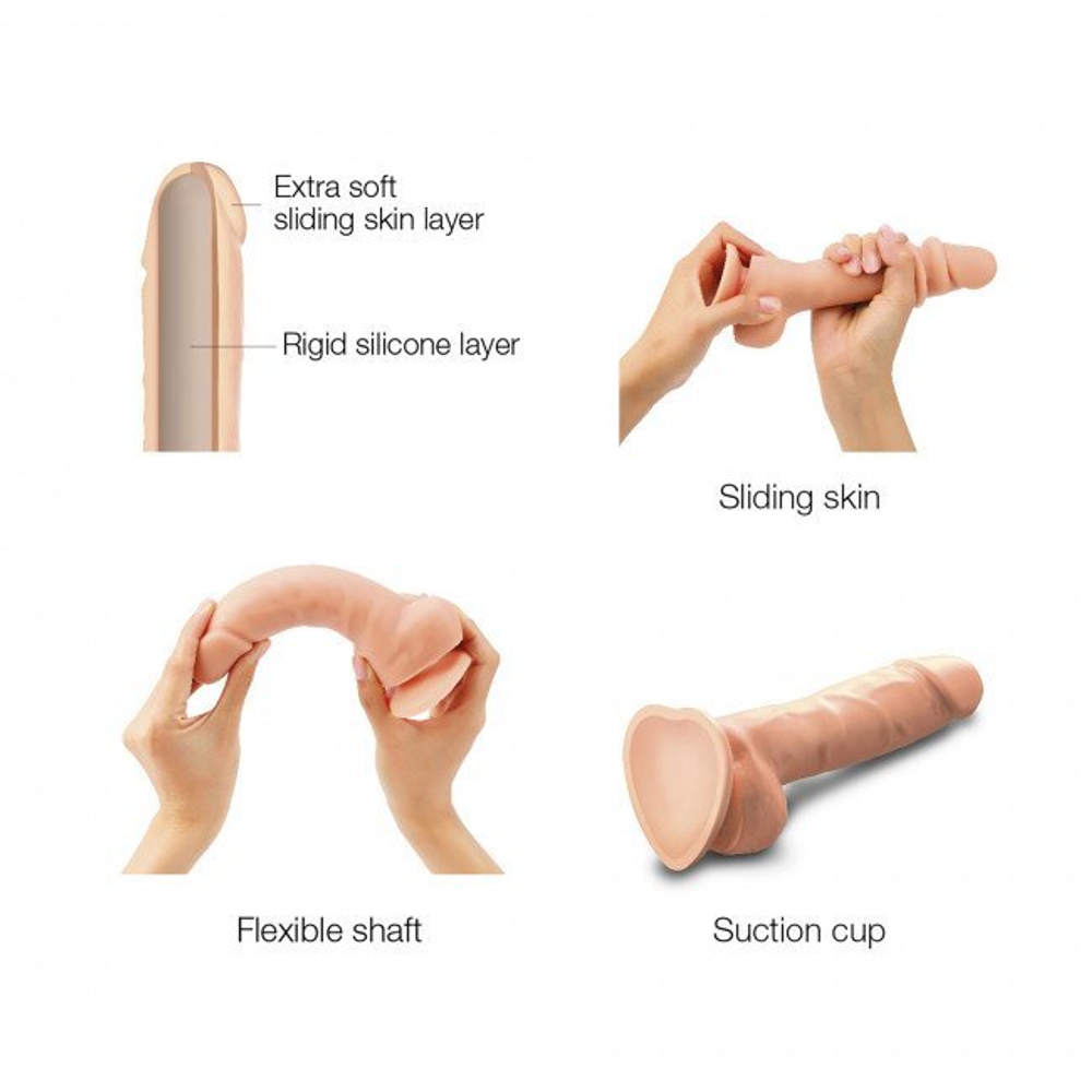 Реалистичный фаллоимитатор с подвижной кожей Strap-on-me SLIDING SKIN Large на присоске, телесный