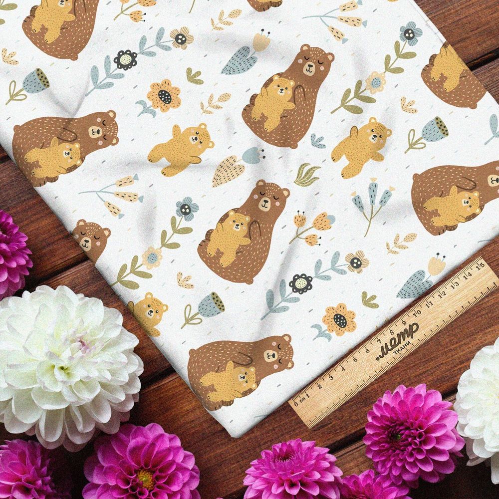 Ткань оксфорд 210 медведи и медвежата