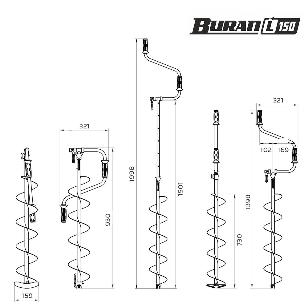 Ледобур BURAN 150L (диаметр 150мм) левое вращение