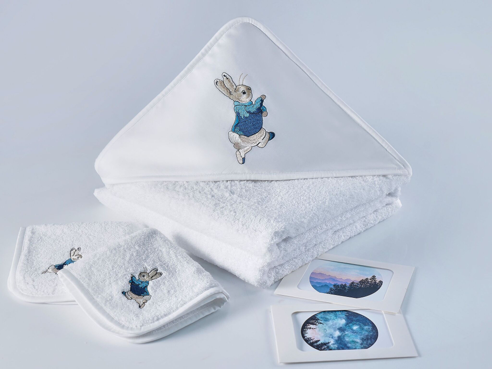 Набор полотенец для новорожденных 120х120 Claire Batiste Atelier Зайчик с капюшоном