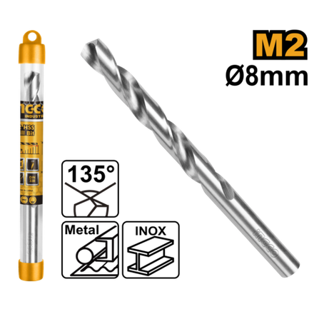 Сверло по металлу М2 HSS 8x117х75мм INGCO DBT1110801 INDUSTRIAL