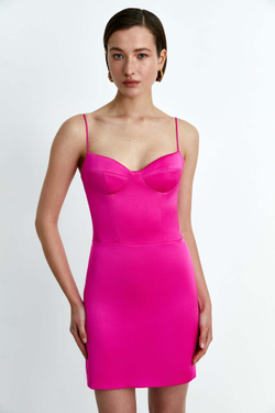 Платье мини из сатина