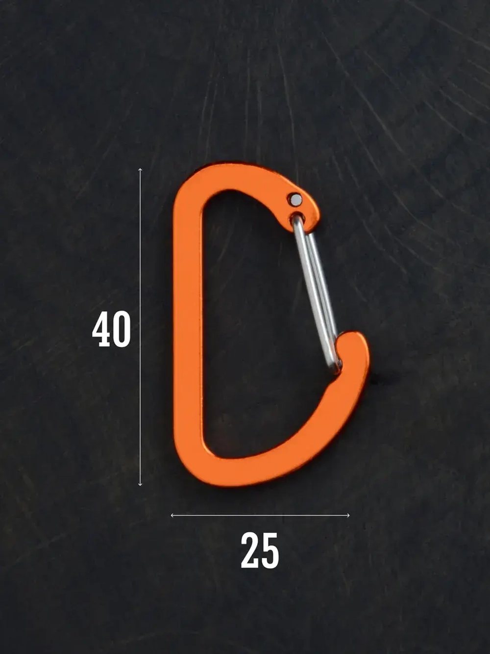 Карабин вспомогательный до 8 кг алюминий 40х25 мм