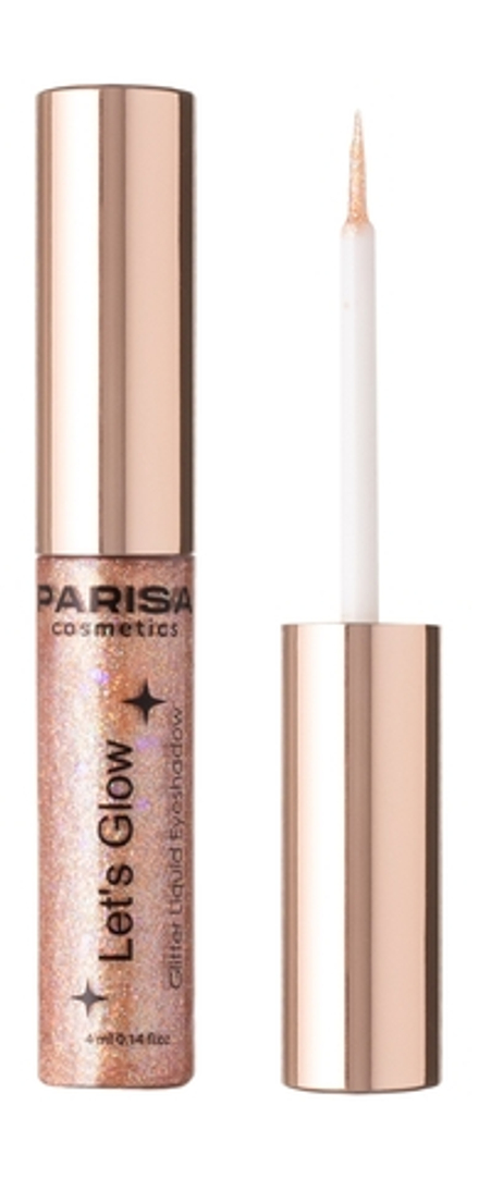 Parisa Тени для век Let's Glow, EL-101, жидкие, с глиттером, тон №05, Bronze, 4 мл