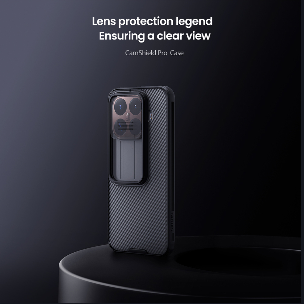 Чехол тонированный с защитной шторкой для камеры на Xiaomi 15T Pro, серия CamShield Pro Case (Transparent black) от Nillkin