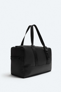 ZARA ПРОРЕЗИНЕННАЯ СУМКА-БОУЛИНГ, ЧЕРНЫЙ