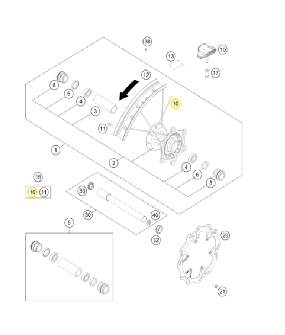 Спица переднего колеса 21 KTM, HQV, GASGAS M4,5x226-21 хром