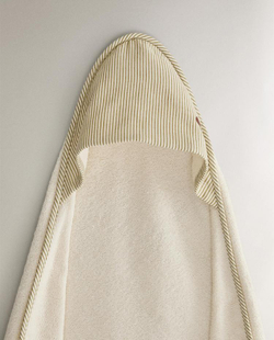 ZARA HOME ДЕТСКОЕ МУСЛИНОВОЕ ПОЛОТЕНЦЕ С КАПЮШОНОМ, ЗЕЛЕНЫЙ