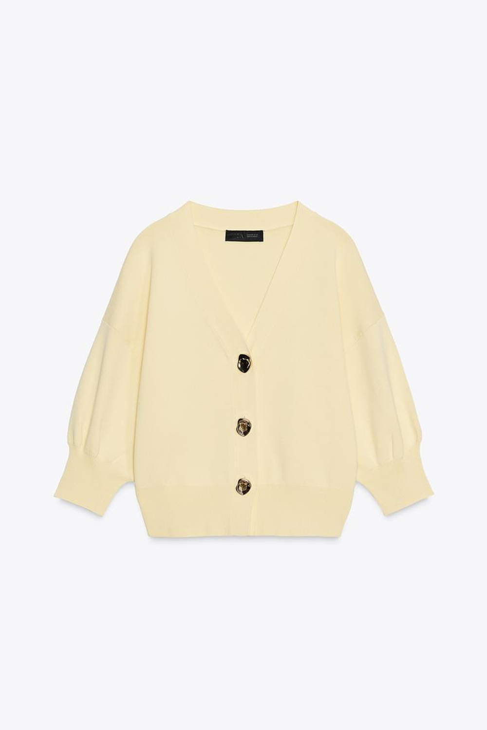 ZARA КАРДИГАН С РУКАВАМИ ТРИ ЧЕТВЕРТИ, ЖЕЛТЫЙ