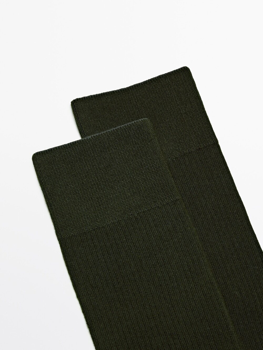 Massimo Dutti Высокие носки в тонкий рубчик, хаки