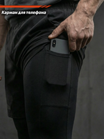 Шорты тренировочные двойные LEGENDA Gym Tigh черные