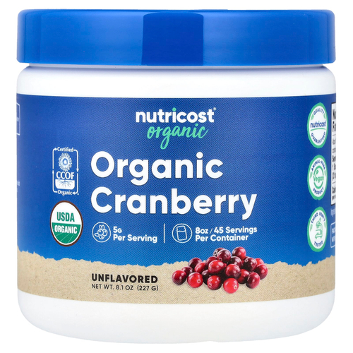 Nutricost, органическая клюква, без добавок, 227 г (8,1 унции)