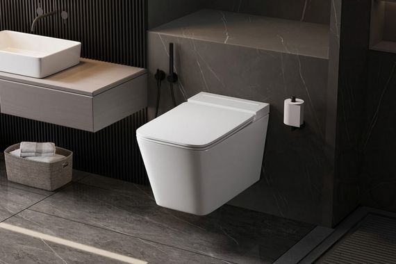 Комплект ABBER подвесной унитаз Rechteck AC1202P белый с импульсным смывом с инсталляцией AC0101P