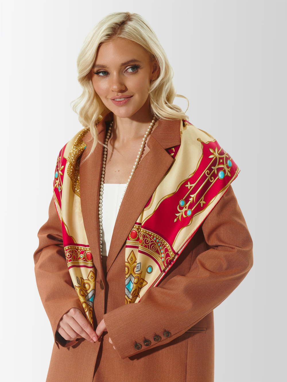 Платок «Горянка» 100% шёлк золотой