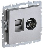 BRITE Розетка двойная TV+RJ45 кат.5E РТВ/РК12-БрА алюминий IEK