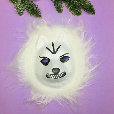 Маска «Белый лис» с мехом