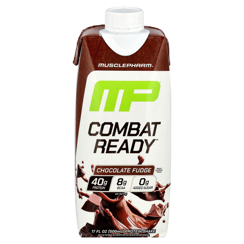 MusclePharm, Протеиновый коктейль Combat Ready ™, шоколадная помадка, 500 мл (17 жидк. Унций)