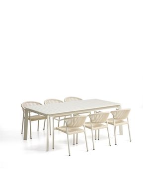 Комплект садовой мебели Brela стол и 6 стульев Livadia из алюминия цвета экрю