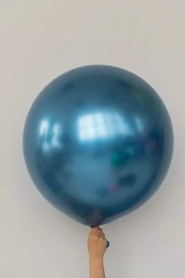 S шар гигант 24"/60 см, хром синий (БГ-90)