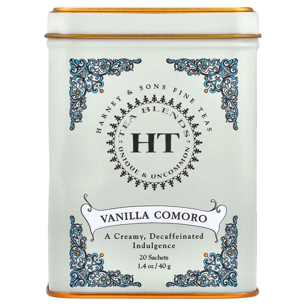 Harney & Sons, HT Tea Blends, коморская ваниль, без кофеина, 20 чайных пакетиков, 40 г (1,4 унции)