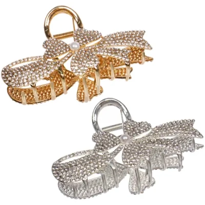 Заколка - краб для волос на блистере «LAVITA», цветочек, цвет серебро и золото, 10,5*6,5см